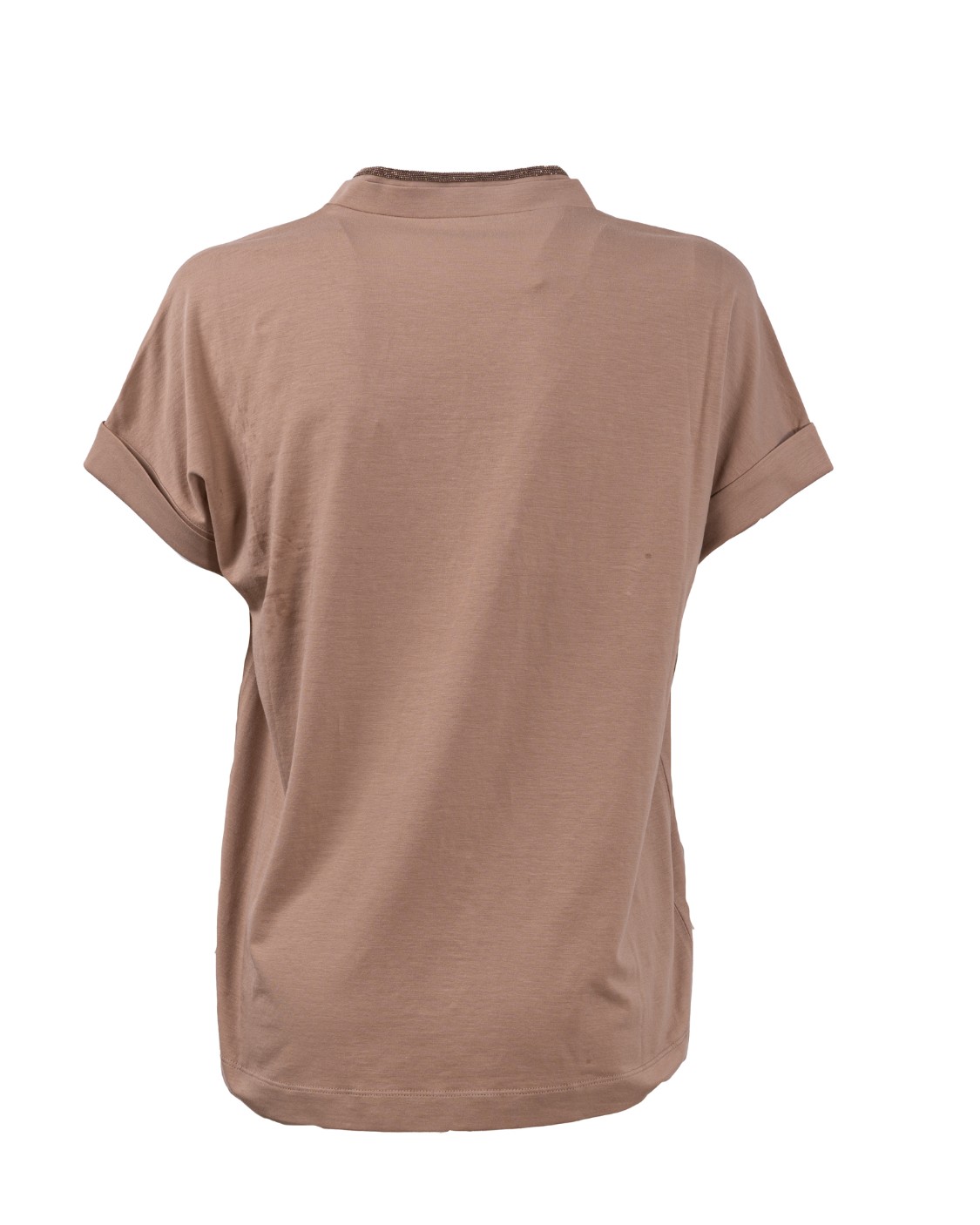 shop BRUNELLO CUCINELLI  T-shirt: Brunello Cucinelli T-shirt in jersey di cotone stretch con "Precious Neckline".
Scollo V con decorazione in monile.
Maniche corte.
Fondo con orlo ribattuto.
Composizione: 93% cotone 7% elastan.
Made in Italy.. M0T18BD222-C8642 number 8385290